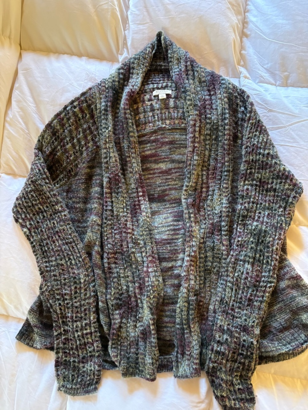 Sonoma Multicolor Knit Open-Front Cardigan - Gray & Purple Tones